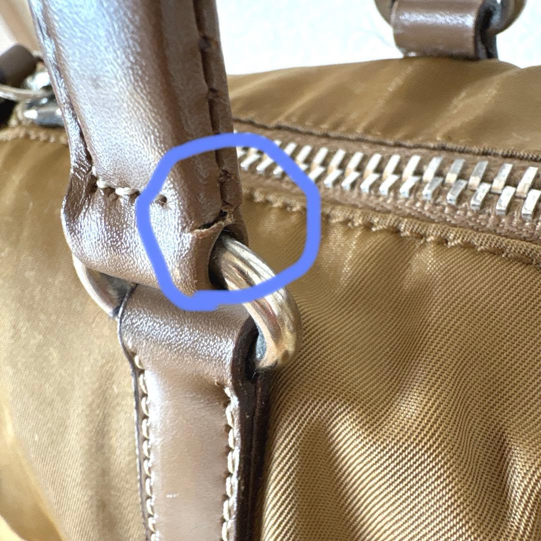 【訳あり・良品】PRADA ミニボストンバック　ミニバッグ　カーキ　ブラウン