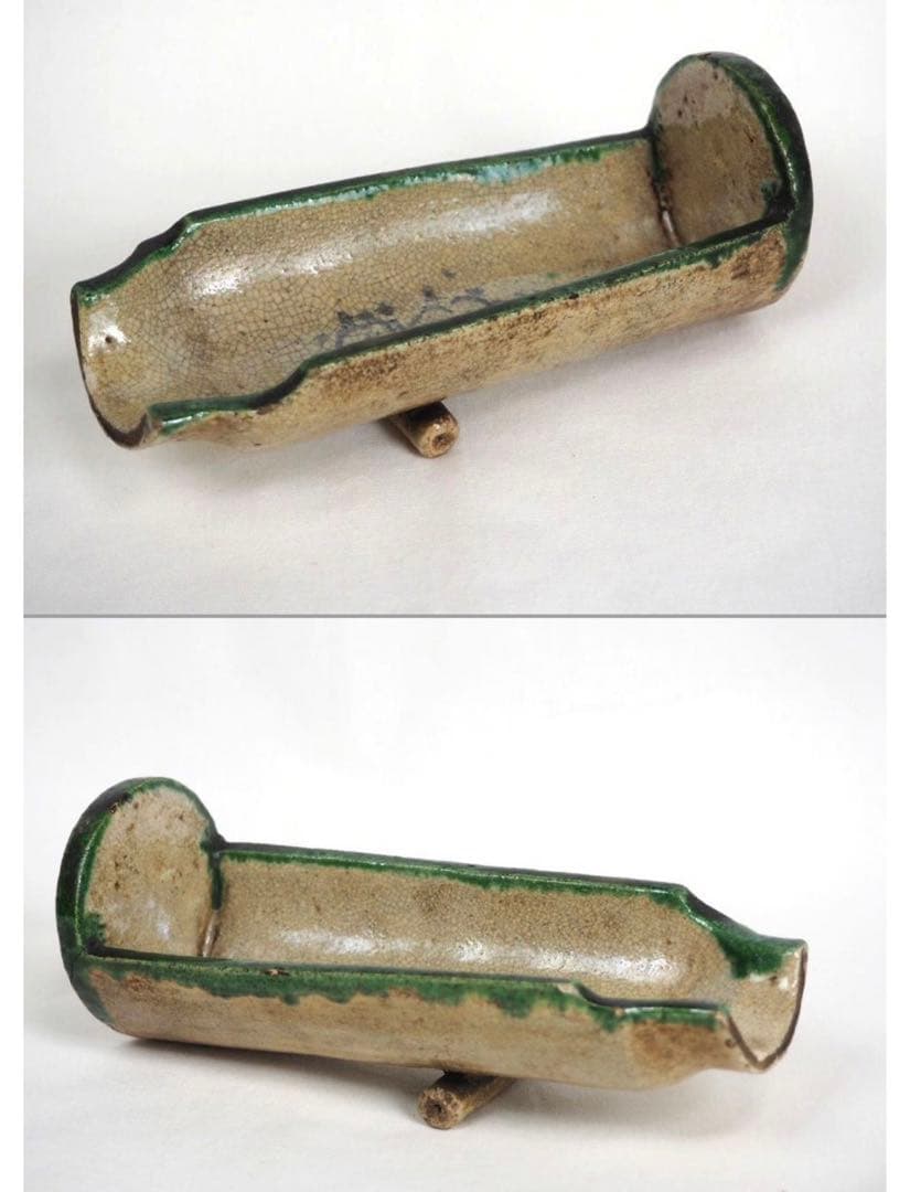 送料無料　江戸時代　豊楽焼『豊助』銘　瓦形茶量　茶道具　本物保証　★大珍品★