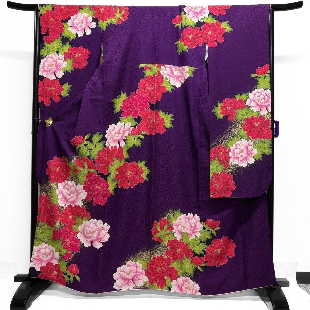 金彩　牡丹　牡丹模様　振袖　着物　013a p