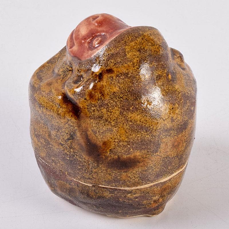 茶道具　松阪萬古　松古窯　佐久間芳丘作　猿香合　申　干支　V　8434