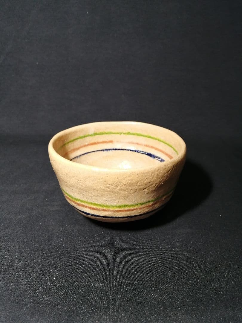 【茶道具】 三代記念三彩色茶碗　八事窯 中村道年作　茶碗253