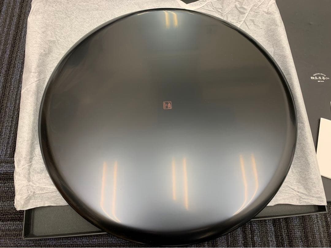 未使用 輪島屋善仁 おもてなし盆 清流の図 31.5cm