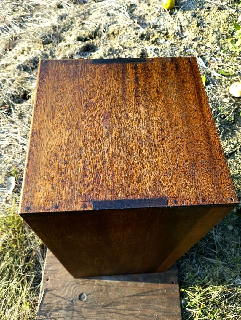 アンティーク　大正　チェスト　鍛鉄　ハンドル　７段　収納　サイドテーブル　骨董