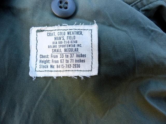 米軍 1971 M65フィールドジャケット S-R　アルミジップ　2nd　287