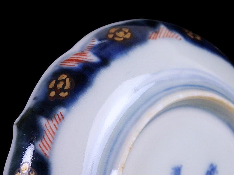 古伊万里　金襴手　橘に花鳥紋の図　豆皿　手塩皿　F222AS-fbtd