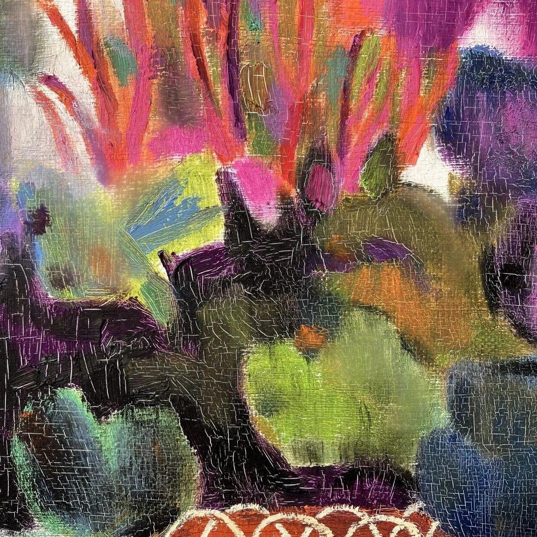 油彩　角田知可彦　「窓辺のしくらめん　F6」