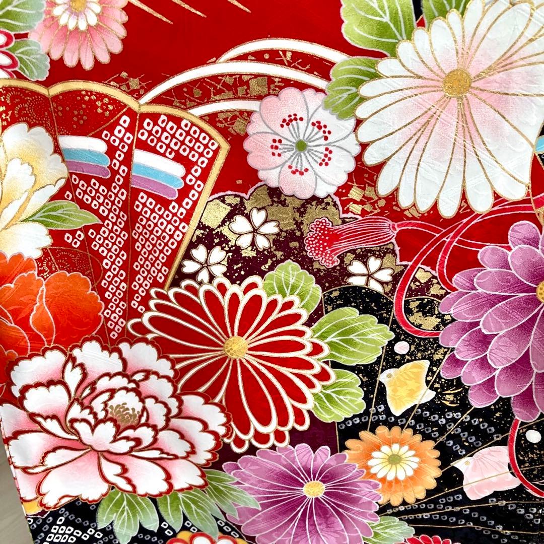 赤 古典柄 ゆったり 振袖7点セット‼️ 成人式 フルセット NO6ま6