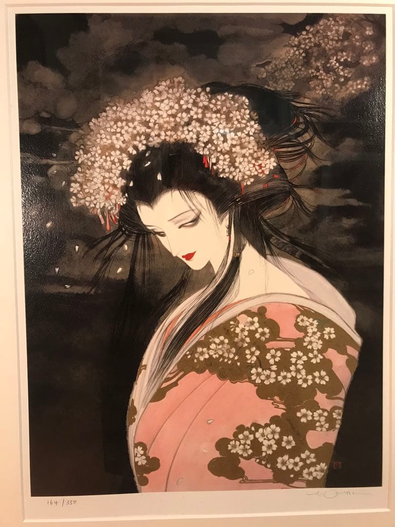 天野喜孝　「桜姫」　ミクスドメディア　直筆サイン・エディション・作品証明書有り