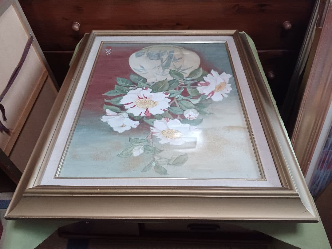 ◆ 広良　「李朝壺と沖の石」　日本画　P10号　◆