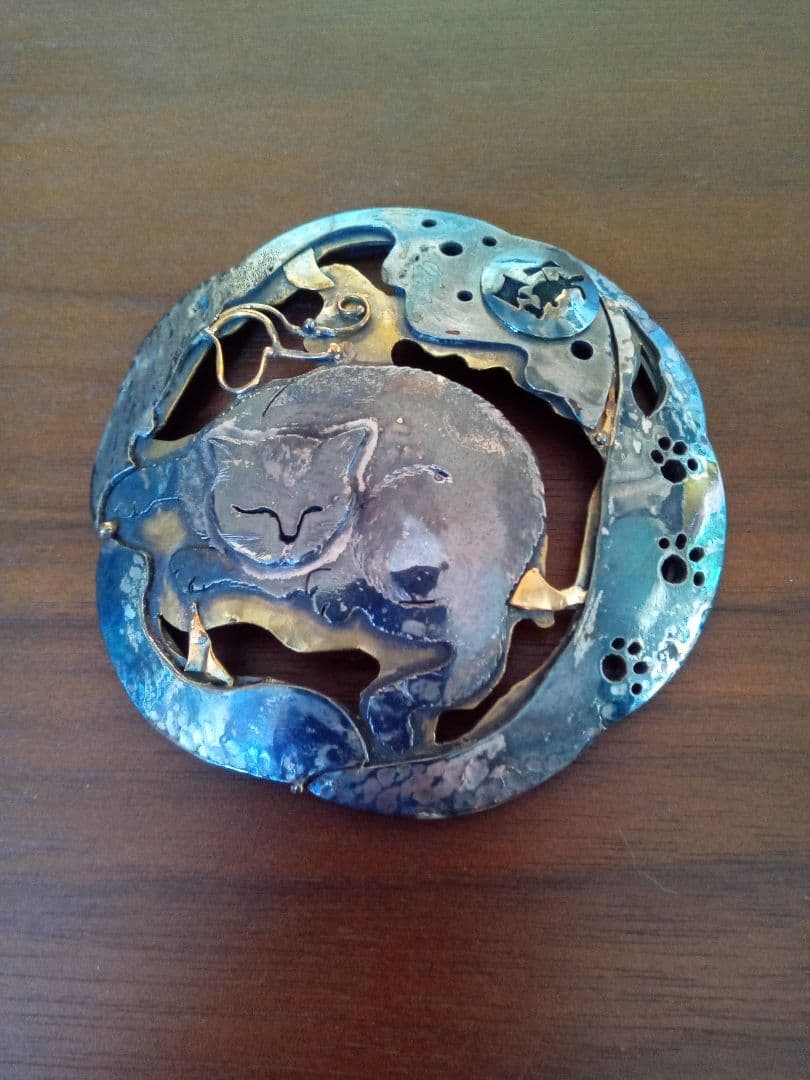 香炉　猫図火屋　彫金　月にうさぎ　蕎麦猪口