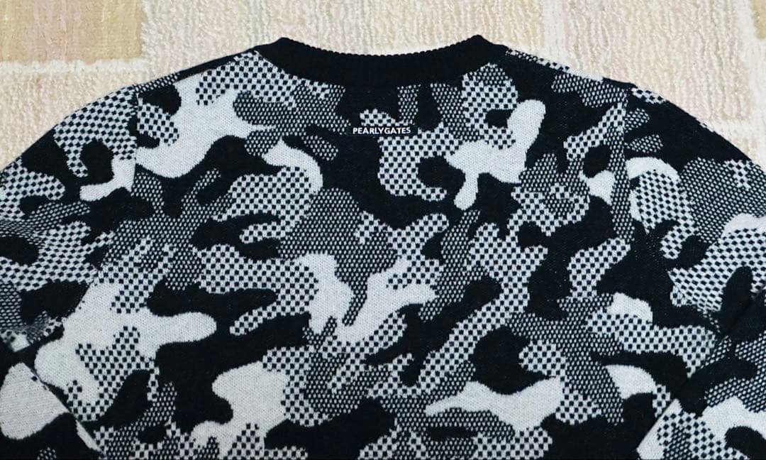 【極美品】PEARLY GATES 迷彩柄ジャガードニット サイズ1 秋冬ゴルフ