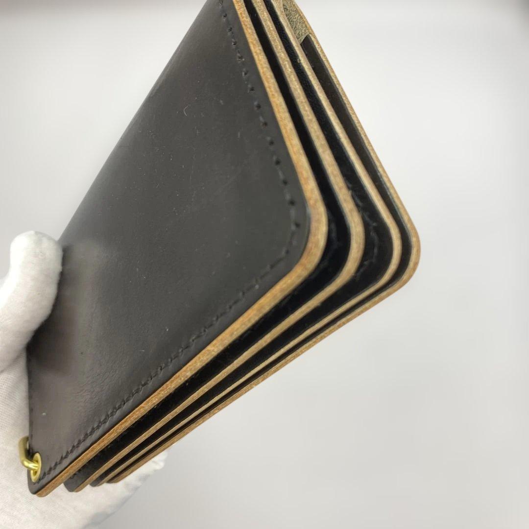 【無骨×上質】3層 丘染めブラック／ミドルトラッカーウォレットMTW