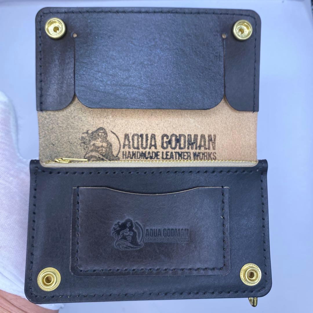 【無骨×上質】3層 丘染めブラック／ミドルトラッカーウォレットMTW