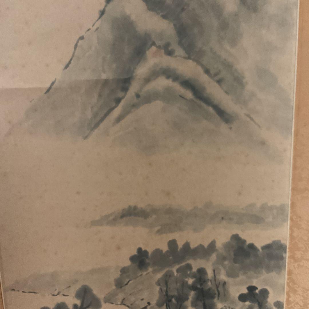 絹本水墨山水図 【南画】 八十八翁の在名 落款印譜在 作者不詳