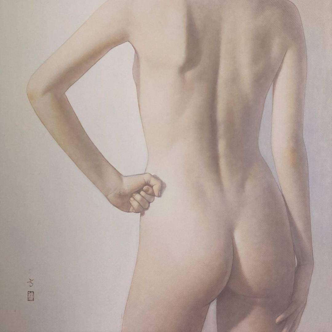 高塚省吾、【月のように風もなく】、希少な額装用画集画、新品高級額 額装付