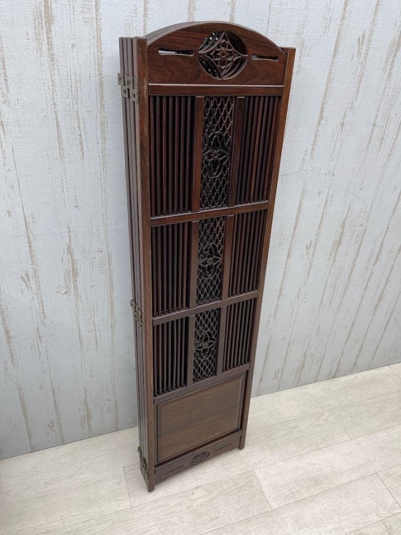 衝立 高さ143cm 折りたたみ式 4枚 和家具 パーテーション 唐木家具