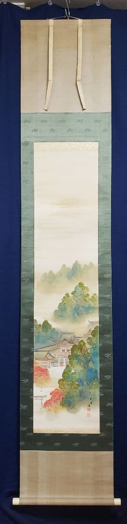 【日光陽明門秋景図】朝見香城 970 日光東照宮 共箱　掛け軸　肉筆