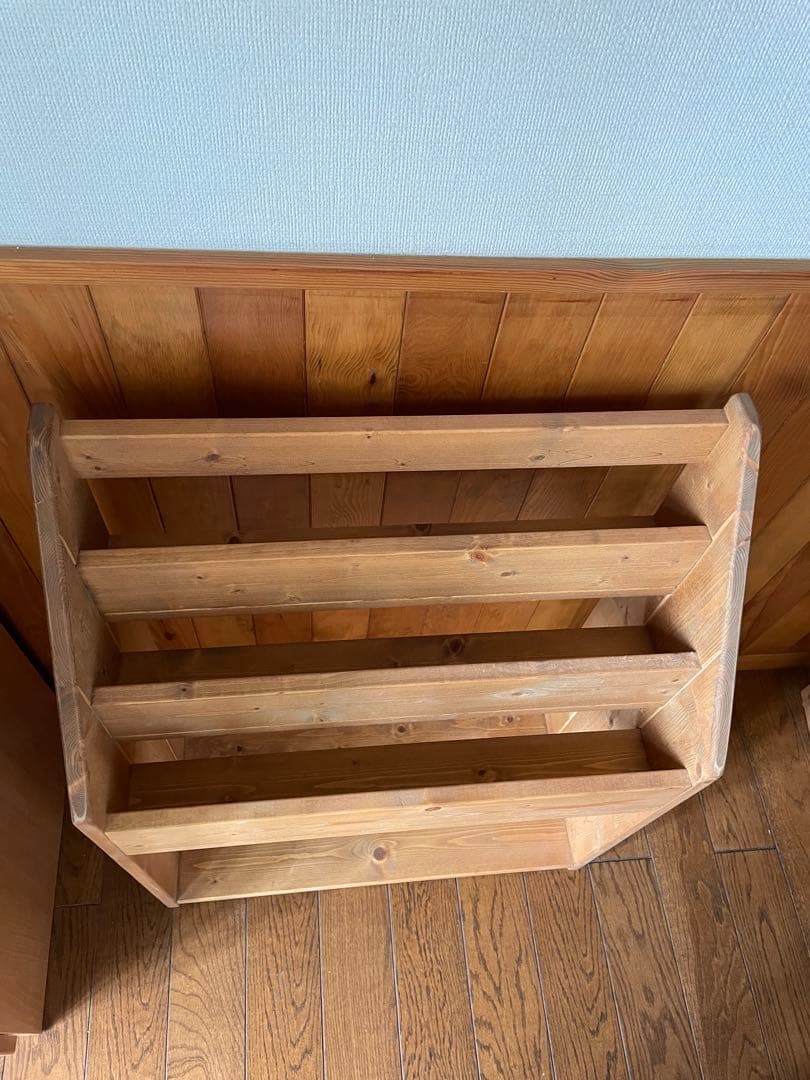 [美品]木製　無垢材　ハンドメイド　マガジンラック