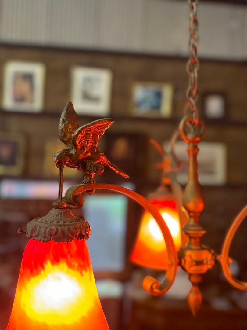 フランス製 アールヌーボー 3灯吊り下げ照明｜アンティーク｜1900年初頭