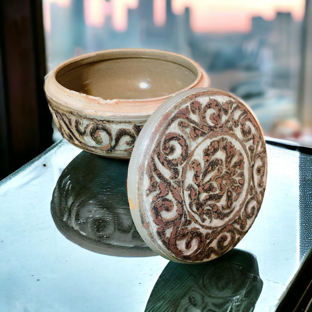 高麗 青磁 刻花象 花文 合子　中国　李朝　鳳凰　古美術　骨董品　朝鮮　香合