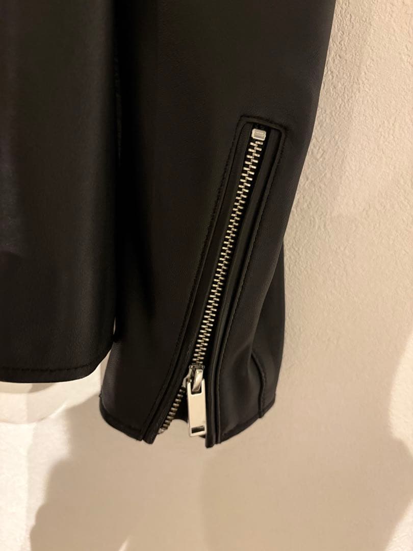 【サイズ３・STUDIOUSブラック レザー シングルライダースジャケット】