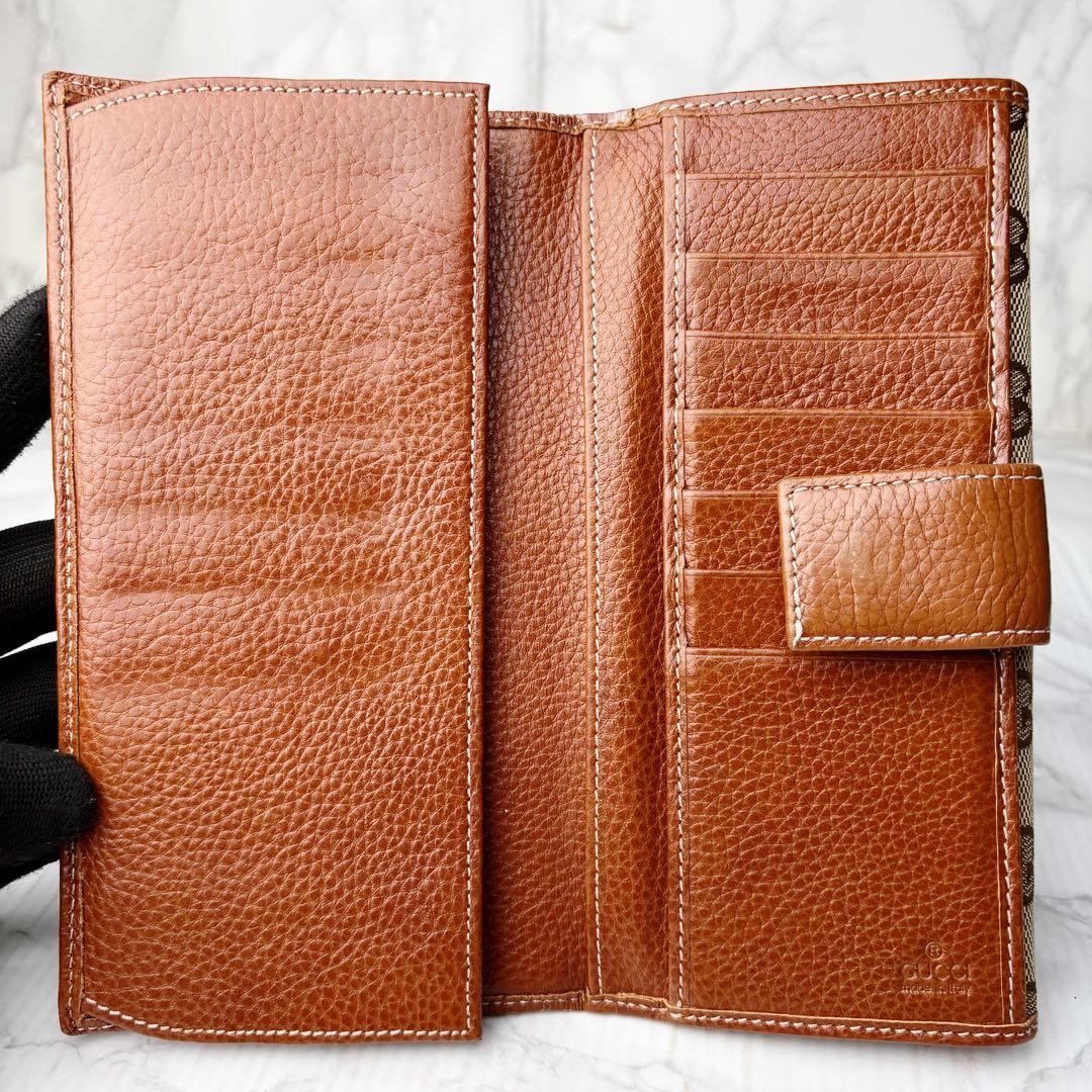 38 美品 GUCCI 長財布 GGキャンバス リボン シェリーライン l2
