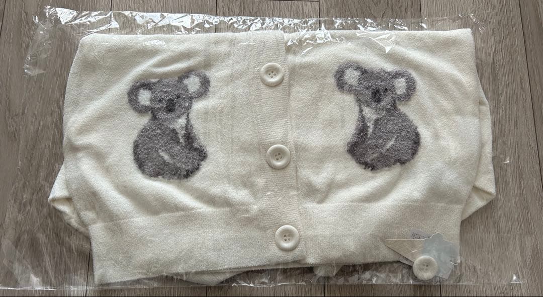 ジェラートピケ コアラジャガードカーディガン　オフホワイト おまけ付き