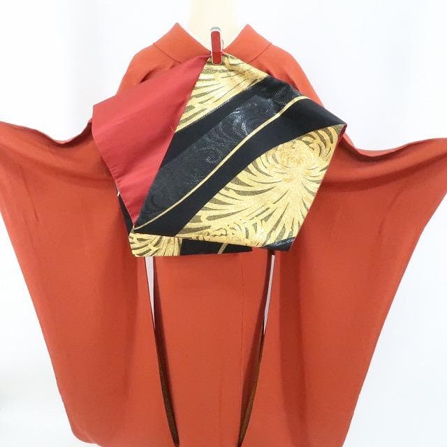 N-854◇振袖４点セット 着物 正絹 成人式 推し色 無地 帯 帯揚げ 帯締め