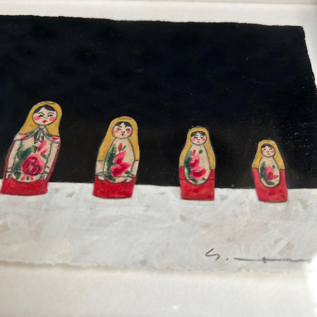 マツモトヨーコ　ドローイング　絵画　「北の国から」　マトリョーシカ　ハガキサイズ