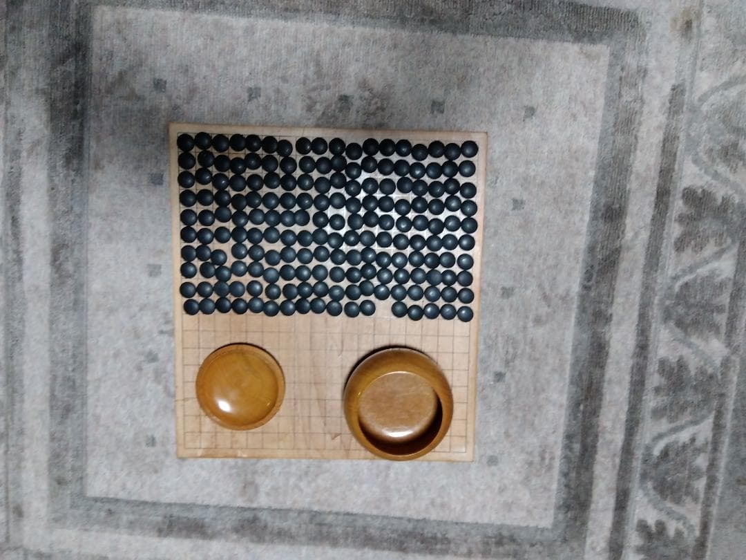 木製囲碁盤セット 黒茶碁石付き