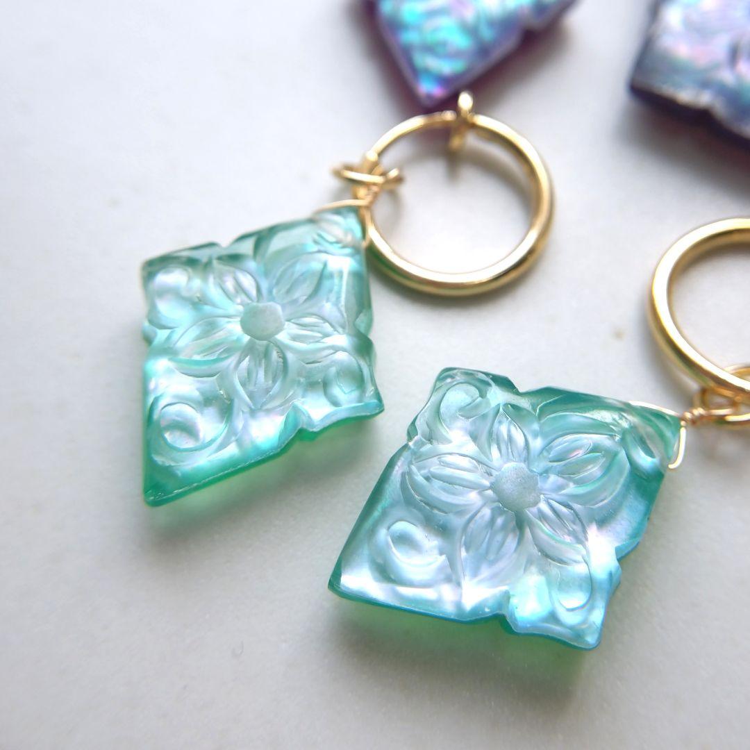 【みっちゃん様】フラワーカービング ピアス