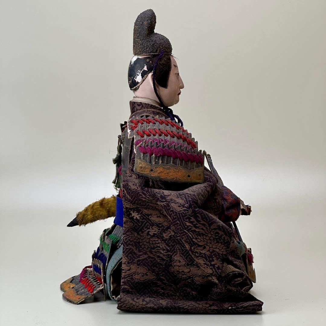 江戸〜明治時代　武者人形　鎧武者座り人形　高さ約32cm　古美術・骨董　骨董品
