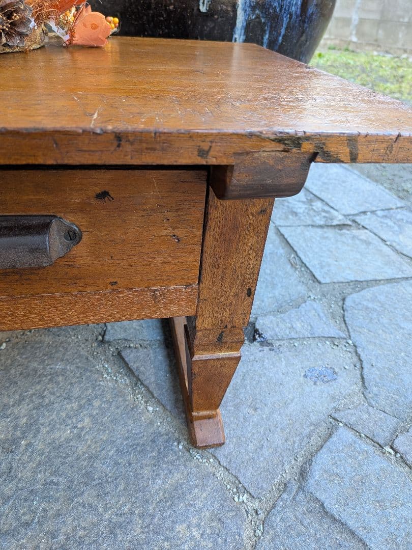 昭和初期木製のアンティークローテーブル