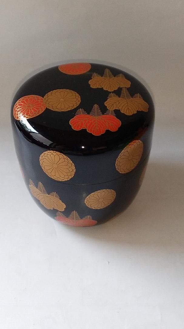 『 彭祖棗 』 前端春斉 作 蒔絵 内銀溜 漆器 漆芸 抹茶 茶道具 共箱 新品