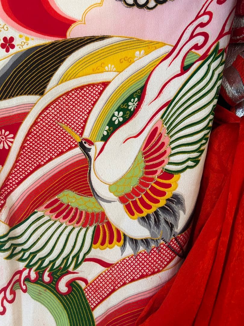 7歳　七五三　アンティーク正絹着物、正絹帯、帯揚げ、帯締め　しごきセット