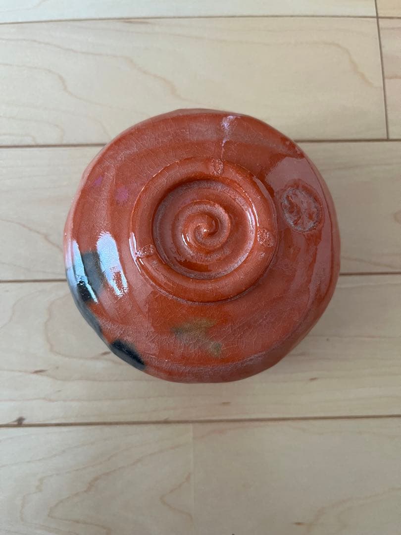 佐々木松楽　赤楽茶碗 前大徳 高橋悦道書付 共箱