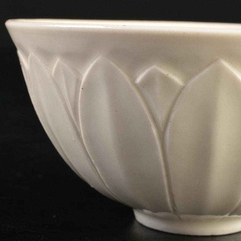 中国　徳化窯白磁　蓮弁刻　煎茶碗　盃　五客　M　8795E