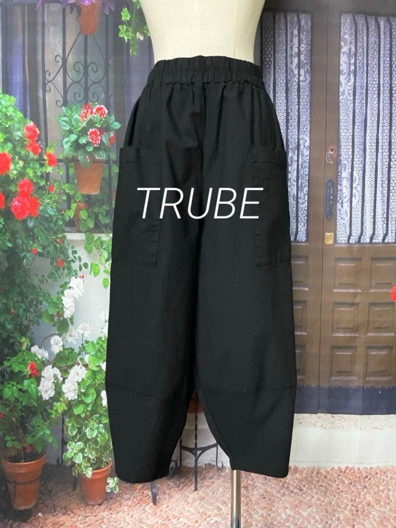 ロータス976新品TRUBE綿ストレッチコクーンパンツ(BK)