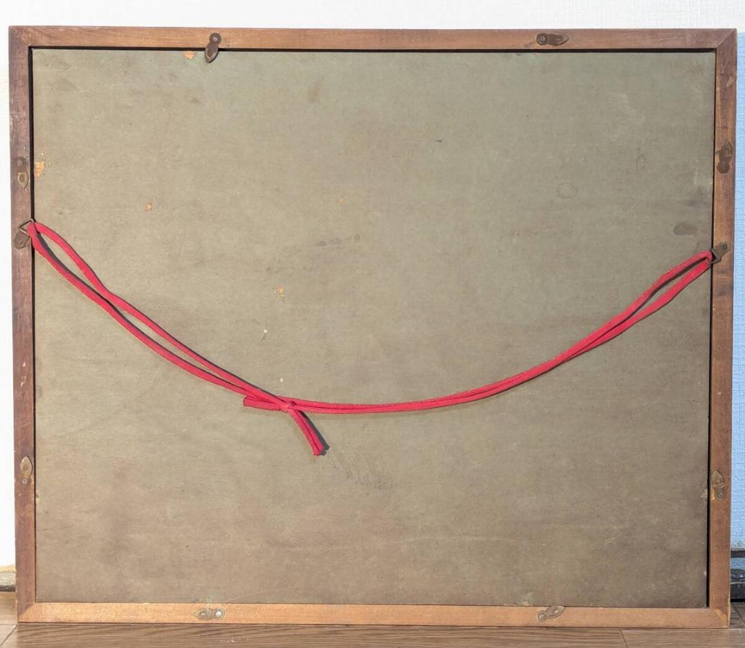 【真作】絵画　井田　油彩4号　晩秋の山湖　黄金の並木　秋の気配　Y135