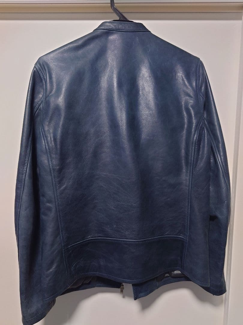 ネイビー レザー シングルライダースジャケット サイズ2 ※値下げ交渉可
