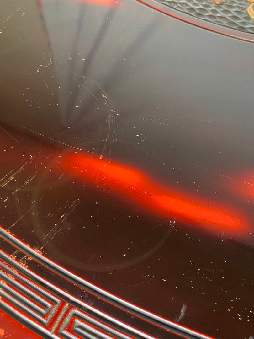 2428❣️ 丸テーブル　ちゃぶ台　中国座卓　　彫り　アンティーク　昭和レトロ