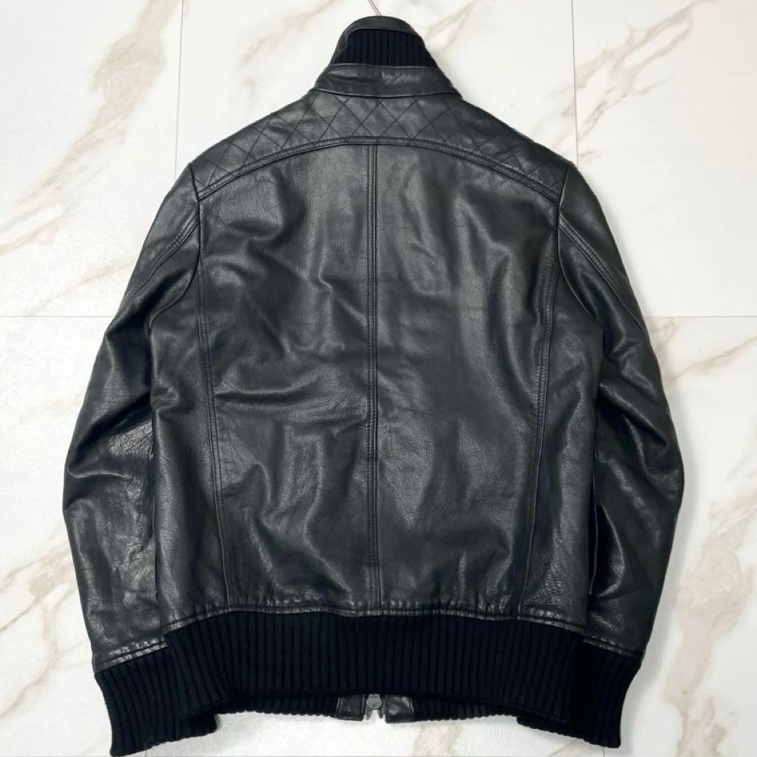 【美品】ユナイテッドアローズ レザージャケット A-2 キルティング 黒 M