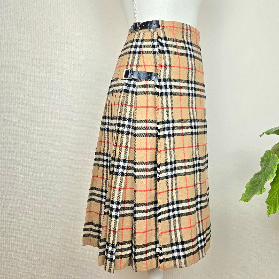 BURBERRY バーバリー プリーツ フレアスカート ノバチェック ベルト