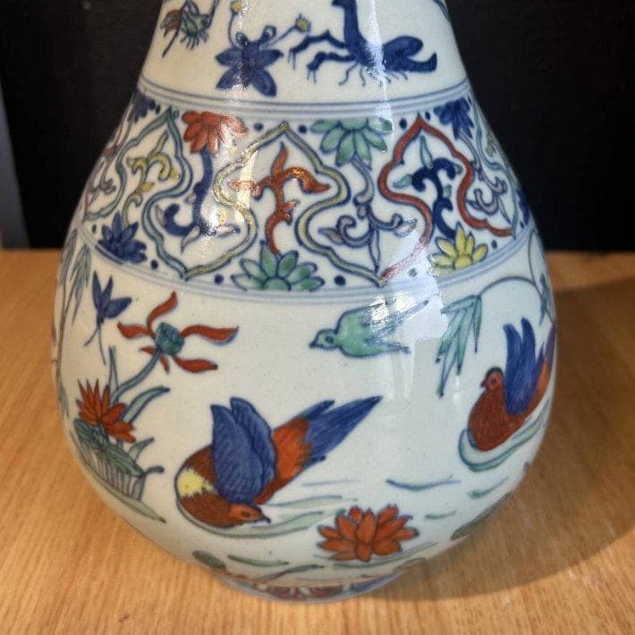 S8007　中国古玩　唐物　大明萬暦年製　花瓶　中国陶器　花器