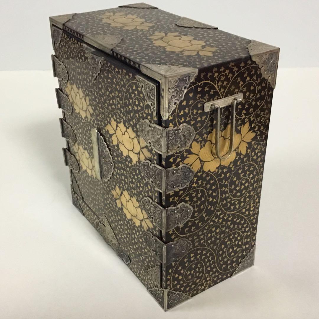 古い雛道具◆御三ツ揃◆木製 蒔絵 唐草 漆器 雛人形 骨董 ドールハウス