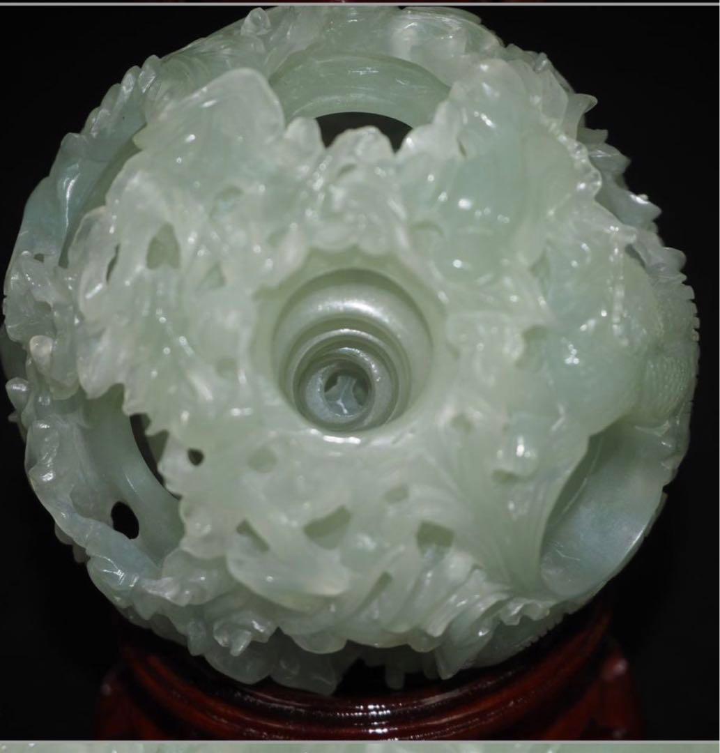 送料無料　砡　龍鳳彫刻　細密透彫り天球　7層 　珍品置物　中国古玩