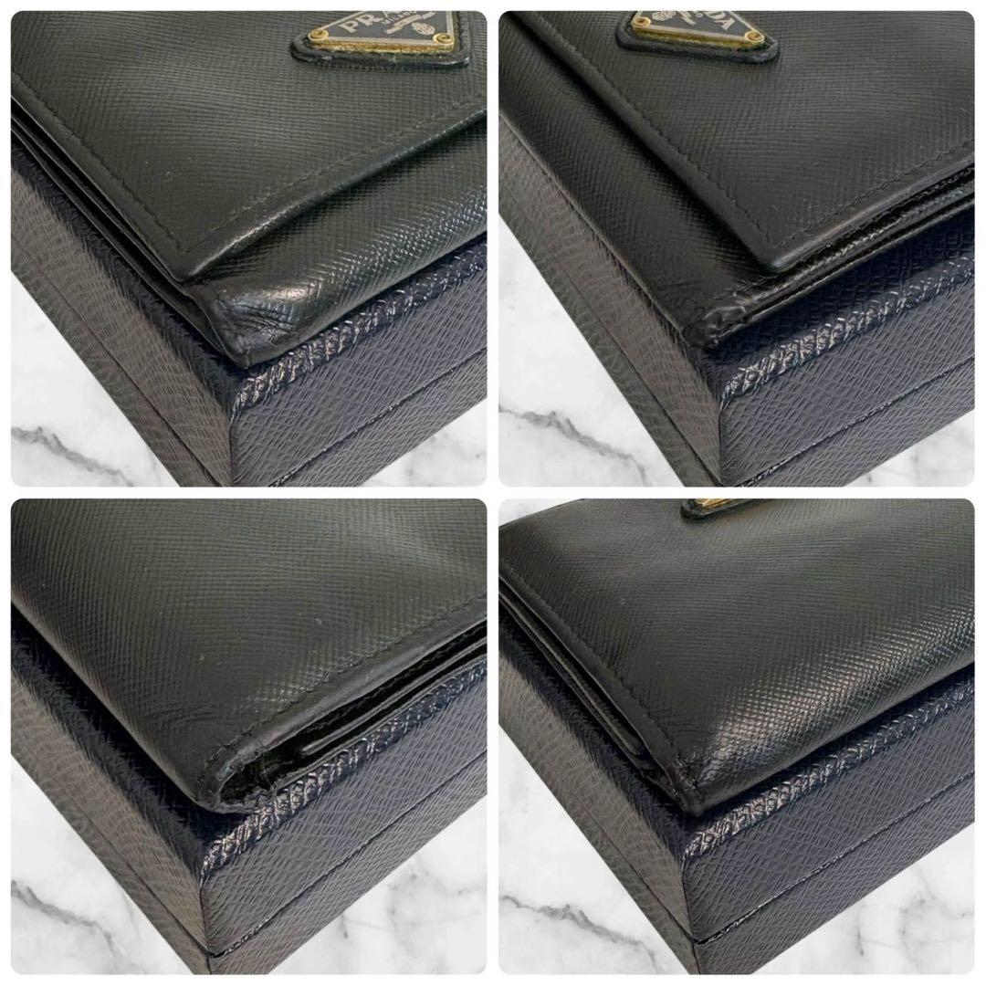 極美品✨ PRADA プラダ 三つ折り財布 サフィアーノ 三角ロゴ