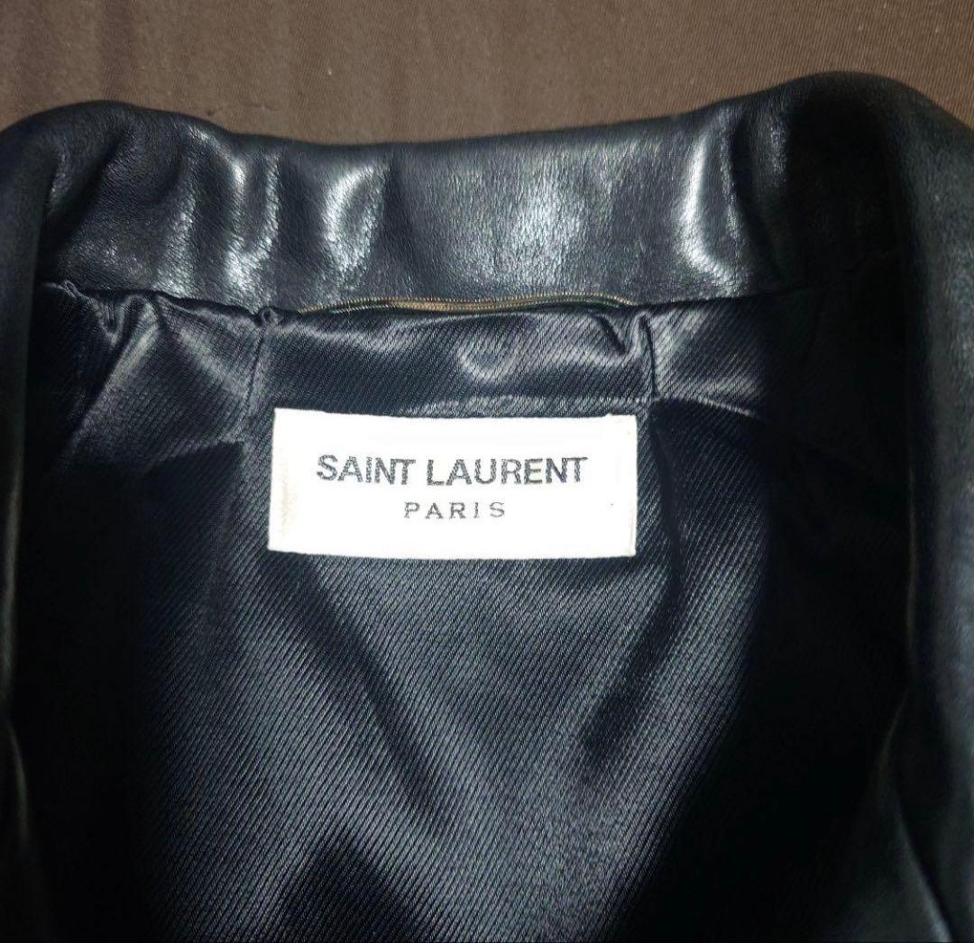 サンローランパリ　カフェレーサーレザーライダースジャケット42