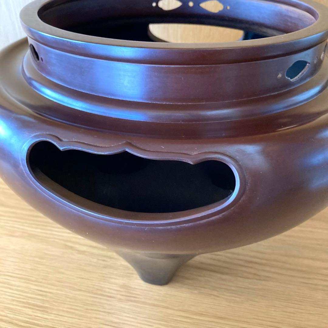 【茶道具】唐銅　朝鮮風炉　釜　一ノ瀬宗和　菊地正直