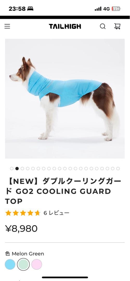 TAIL HIGH GO2 COOLING GUARD TOP Mサイズグリーン